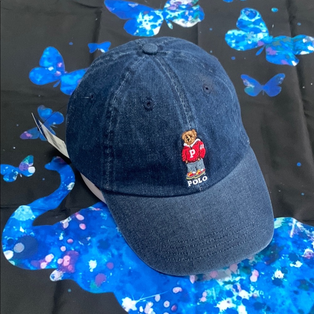 Polo by Ralph Lauren Navy Denim Cap with Bear